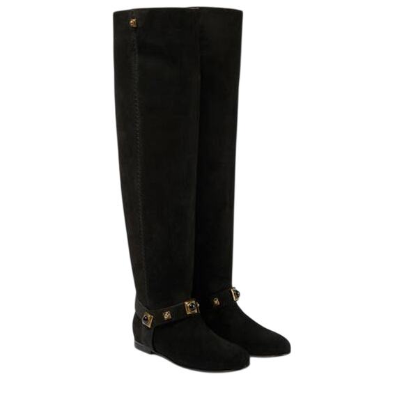 Etro Shoes - Etro Suede Black Crown Me Knee High Boots Size EU 40 / US 10